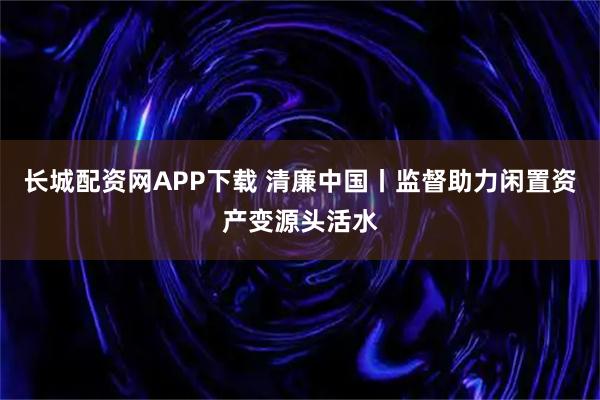 长城配资网APP下载 清廉中国丨监督助力闲置资产变源头活水