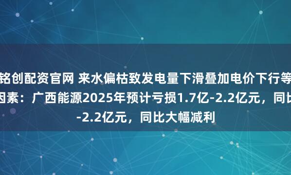 铭创配资官网 来水偏枯致发电量下滑叠加电价下行等多重不利因素：广西能源2025年预计亏损1.7亿-2.2亿元，同比大幅减利