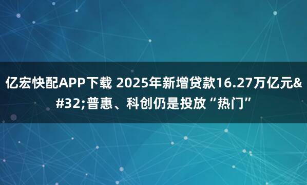 亿宏快配APP下载 2025年新增贷款16.27万亿元 普惠、科创仍是投放“热门”